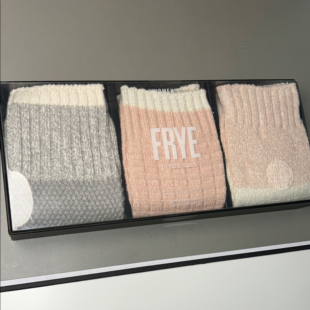 Frye Women's Trio - Gray, Cream, & Pink size 4-10 super soft boot socks …
